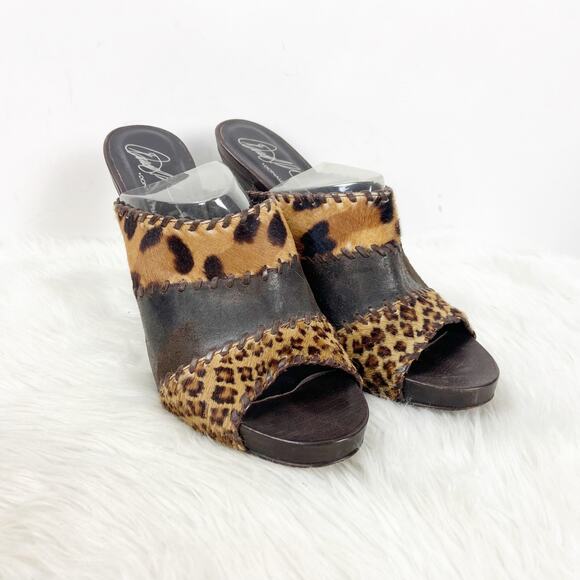 Donald J. Pliner 10 M Womens Brown Animal Print Leather Calf Hair Viggo  Heels - Picture 1 of 10